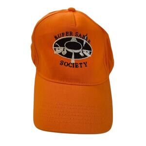 Super Sabre Society Mens Strapback Baseball Cap Hat Bright Orange Embroidered